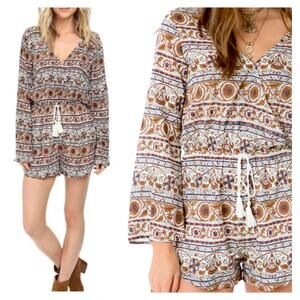NWT O'Neill Bohemian Aztec Bell Sleeve Romper Size S Beach Festival Indie